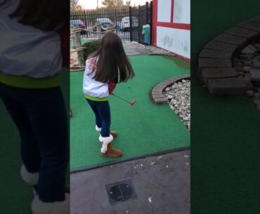 Parkour girl trying out her mini-golf skills...needs work #fail
