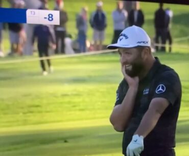 Amazing lucky shot Jon Rahm 17th hole Riviera 2023 Genesis Invitational Day 2 Friday