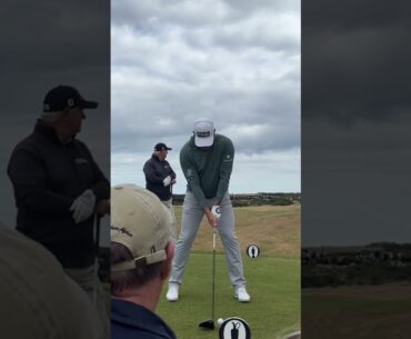 Lee Westwood teeing off at the 150th British Open in St Andrews.