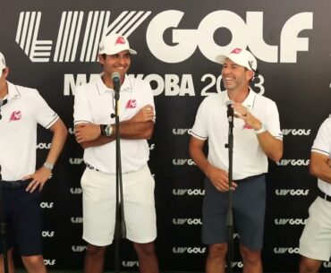 Carlos Ortiz, Sergio García, Abraham Ancer y Eugenio López Chacarra Presser 2023 LIV Golf Mayakoba