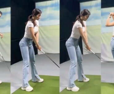 KLPGA 프로 최민채 여신의 템포맞추기 연습스윙 박자감 맞추는데 좋은 연습방법!