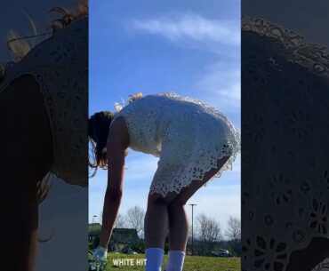White Hit Beautiful Asian Girl Has Balls To Play and Score Perfect Hits In Golf