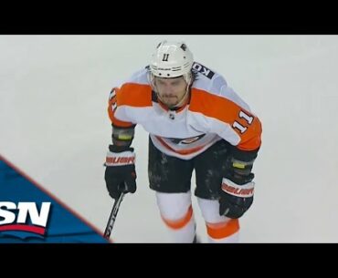 Travis Konecny Visibly In Pain After Taking Hit From Behind By MacKenzie Weegar