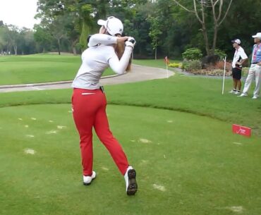 Jenny Shin, Sandra Gal, Bo Mee Lee teeing off at Honda LPGA 2018 (R3)