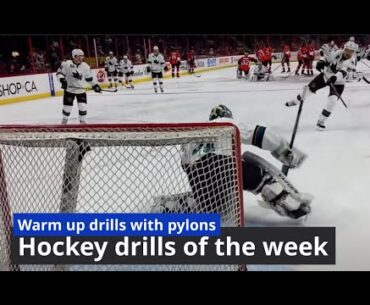 Warm up drills with pylons. hockey drills of the week
