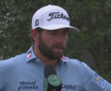 Cameron Young talks about his 5 under 67 on Thursday at the Masters