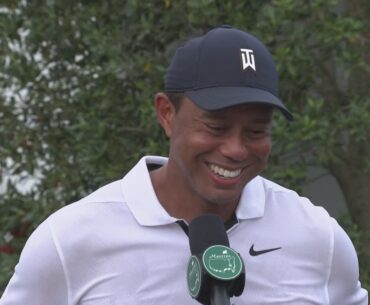 Tiger Woods talks about his first round at the Masters
