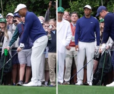 Tiger Woods and Rory McIlroy practice at Augusta