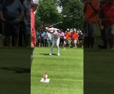 Cameron Champ long iron slow motion face on