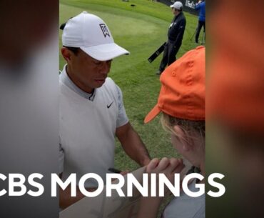 9-year-old heart recipient and competitive golfer meets her idol, Tiger Woods