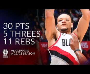 Kevin Knox 30 pts 5 threes 11 rebs vs Clippers 22/23 season