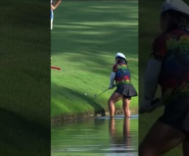 Nothing can stop Christina Kim from hitting out of the water. Not even potential snakes 🐍