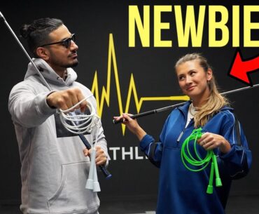 Golf Girl learns how to jump rope for the first time! BEGINNER MASTERCLASS