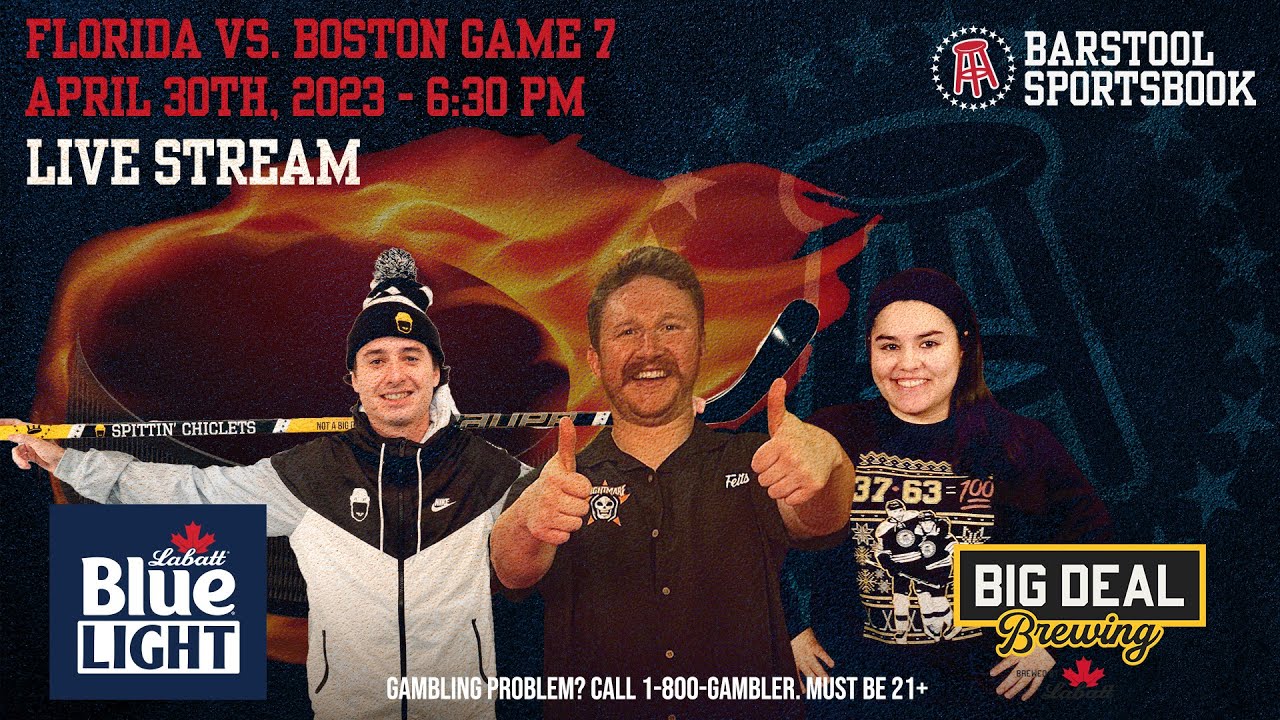 Boston vs Florida Game 7 Stream from Barstool HQ – Presented by Labatt Blue Light & Big Deal Brewing Boston vs Florida Game 7 Stream from Barstool HQ - Presented by Labatt Blue Light & Big Deal Brewing