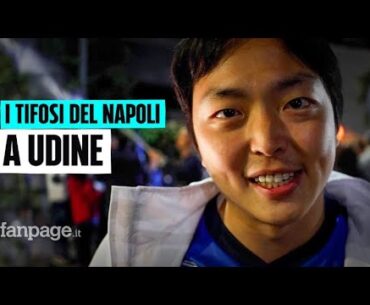 Il Napoli accolto ad Udine dalla folla di tifosi azzurri che vivono in Friuli
