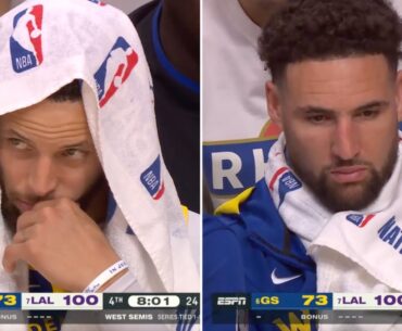 Stephen Curry and Klay Thompson on Warriors Bench During Blowout 👀