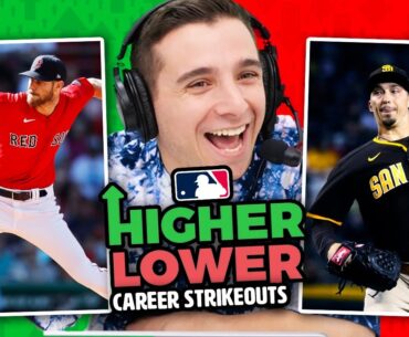 Which MLB player has more STRIKEOUTS? (Higher or Lower)