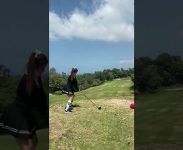 Thailand Golf - Lady drives straight down fairway on golf course #thailand #golf #fairway #shorts