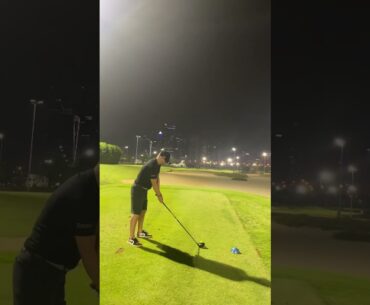 18th hole Emirates golf club - Faldo course - night golf … #golf #dubai