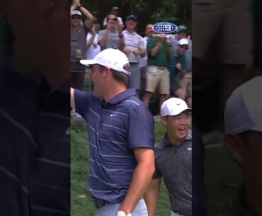 Scottie Scheffler's Masters 'Slam Dunk' hole-in-one! ⛳ #shorts #themasters #golf #9WWOS