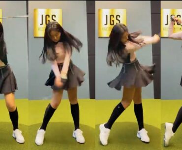 【縦動画】美女ゴルファーのキレイな美スイング