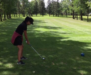At Lakeview par 3 w the gals....duffed the ball this time but usually straight and over the hole🙄