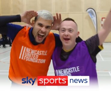 Bruno Guimaraes visits the Newcastle United Foundation for World Down Syndrome Day