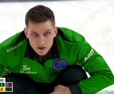 #AGITopShots - 2023 Tim Hortons Brier - Saskatchewan's Kelly Knapp makes a double for one