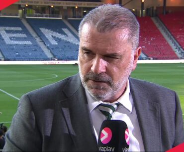 Celtic's Ange Postecoglou reacts to winning the treble, shares his thoughts on being linked to Spurs