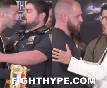 TEOFIMO LOPEZ & JOSH TAYLOR SEPARATED BY SECURITY AT HEATED FIRST FACE OFF