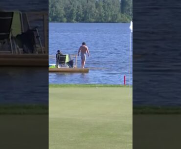 Fan dives into a lake during a putt 😂