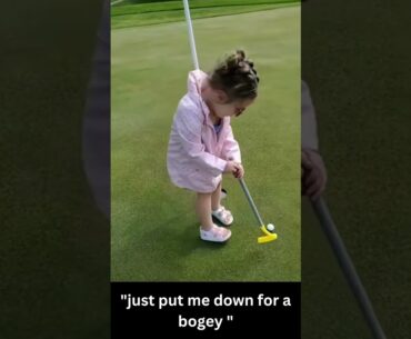 Little girl struggles on the putting green #golf #shorts
