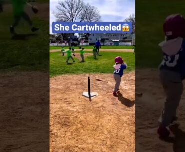 She did a CARTWHEEL while running to First Base 😎🔥 #shorts