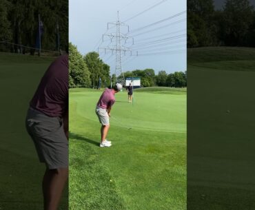 Chip in for birdie in front of Luke Donald