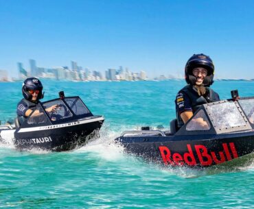 F1 Drivers Race TINY Jet Boats! (Daniel vs Yuki) 🚤