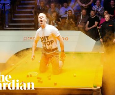 Just Stop Oil protesters invade World Snooker Championship arena
