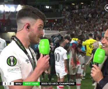 Declan Rice fights back tears as he reflects on West Ham's European success after his final game