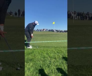 Jon Rahm chips in for birdie in front of the USMGC Team
