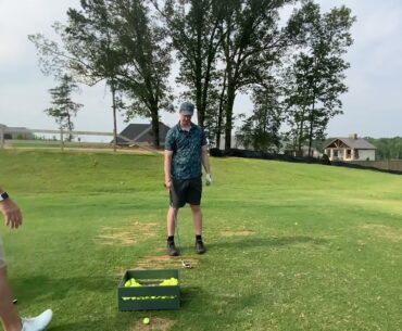 Day 2 lesson with 6'8" golfer. A challenge for tall golfers is to create compression through impact
