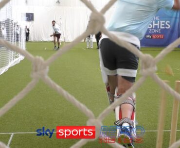 Nasser Hussain bowled for a golden duck by Mitchell Johnson