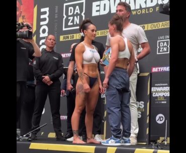 Cherneka Johnson vs. Ellie Scotney - Weigh-in Face-Off - (Matchroom Boxing: Edwards vs. Campos)
