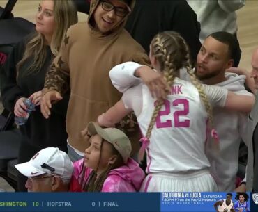 Steph Curry & Daughter Riley Watch Godsister Cameron Brink Set Stanford Block Record, Win vs #25 USC