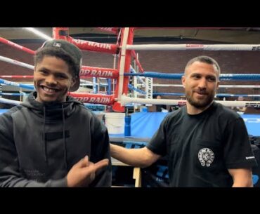 SHAKUR STEVENSON AND VASILIY LOMACHENKO RUN INTO EACH OTHER AT THE TOP RANK GYM | TBV EXCLUSIVE