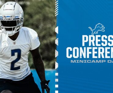 Detroit Lions players meet with the media on June 8