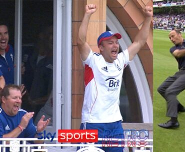 Nasser Hussain misses a catch to the delight of the England cricket team