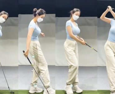 치킨윙 고치는 방법 골프레슨! KLPGA 프로 최민채 여신의 골프레슨과 최신골프스윙!