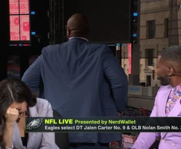Swagu can't face the camera to say how scared he is of the Eagles' draft picks 🤣😭 | NFL Live