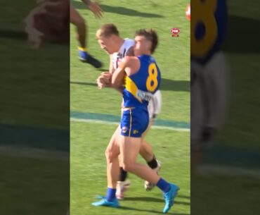 Elijah Hewett forced off the ground following incident with Jordan De Goey
