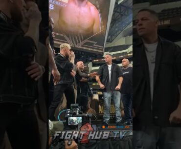 NATE DIAZ NOT INTIMIDATED BY JAKE PAUL TAUNTS IN FIRST FACE OFF!!