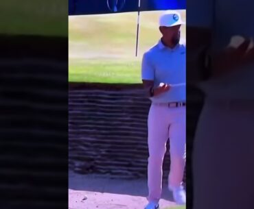 Tony Finau putts in sand trap at The Open! #golf #theopen #tonyfinau